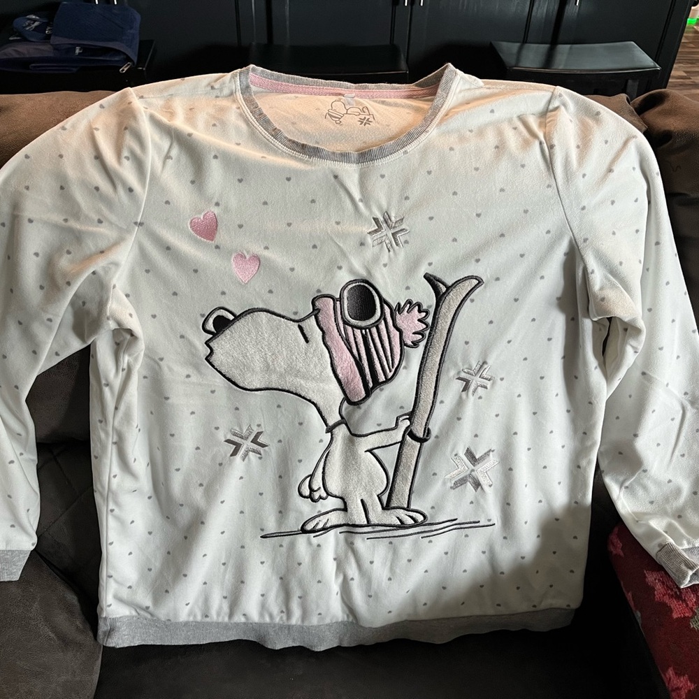 Charming White Pajama Top with Cartoon Design